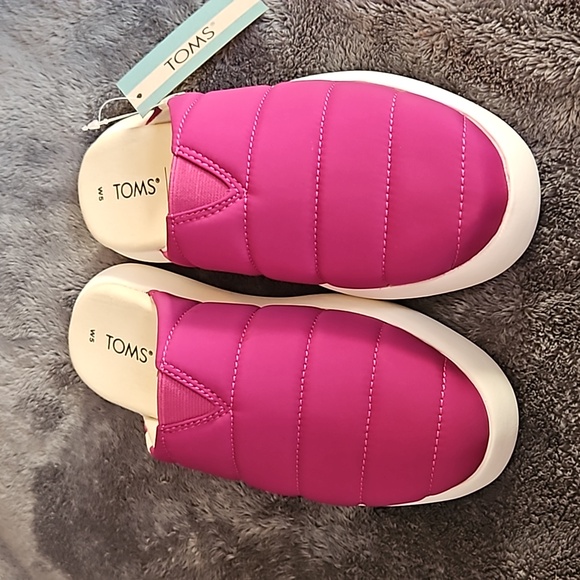 Toms Dark Fuchsia Matte Woven Mule Slip-on Comfort Shoes - Size 5 - Picture 2 of 6